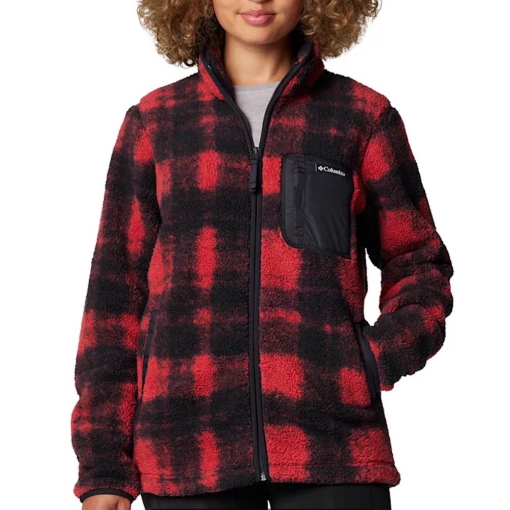 Super soft Columbia Red and Black Checkered Fleece Jacket